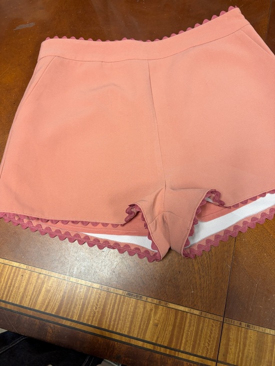 English Factory Pants - English Factory Coral Scalloped High-Waist Shorts